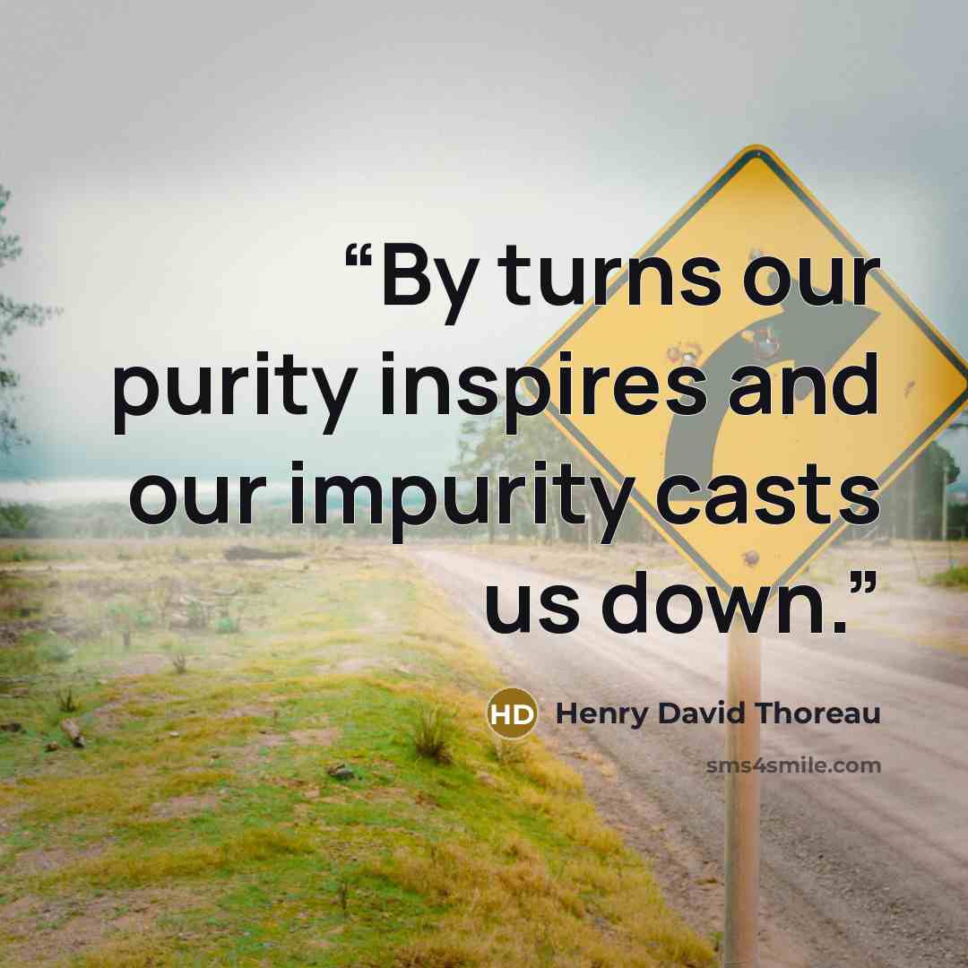 “By turns our purity inspires and our impurity casts us down.” quote by Henry David Thoreau