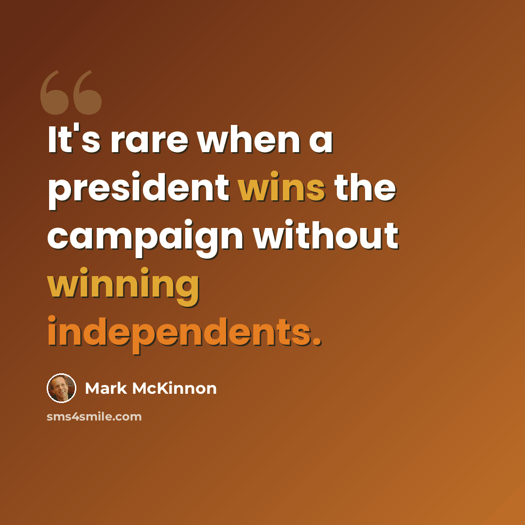 “It's rare when a president wins the campaign without winning independents.” quote by Mark McKinnon
