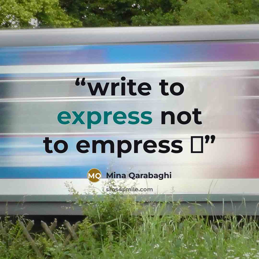 “write to express not to empress ♥” quote by Mina Qarabaghi