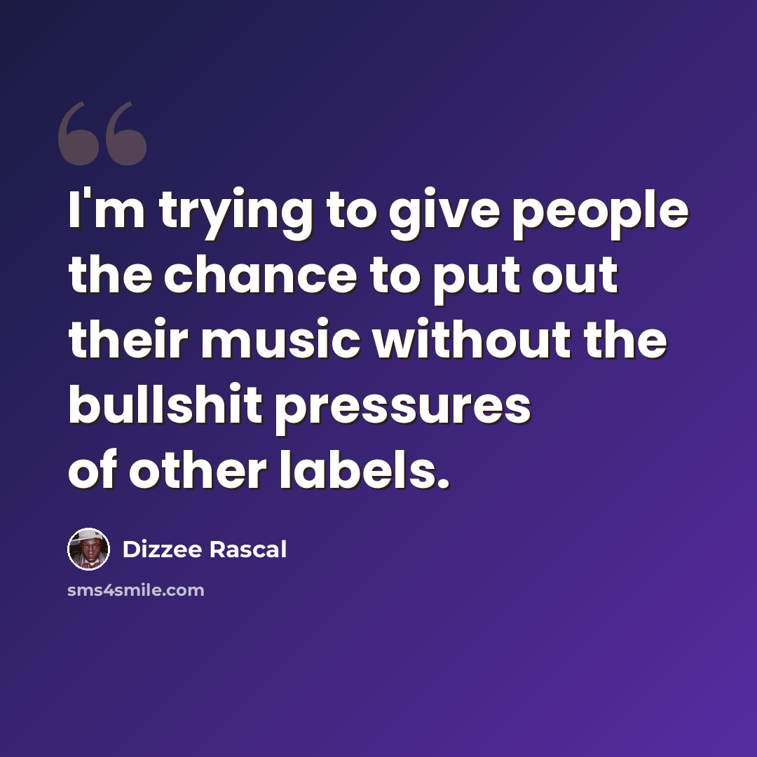 “I'm trying to give people the chance to put out their music without the bullshit pressures of other labels.” quote by Dizzee Rascal
