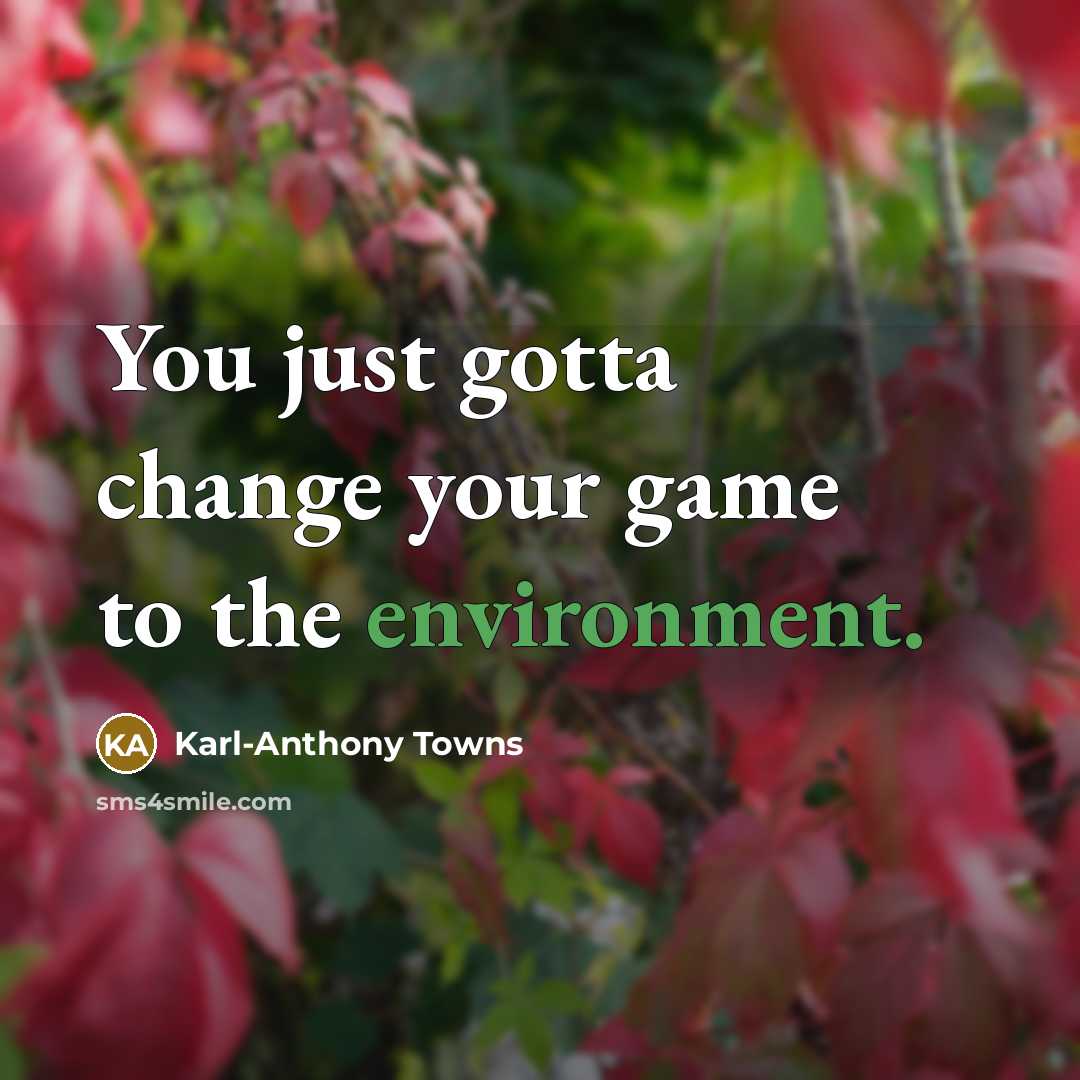 “You just gotta change your game to the environment.” quote by Karl-Anthony Towns
