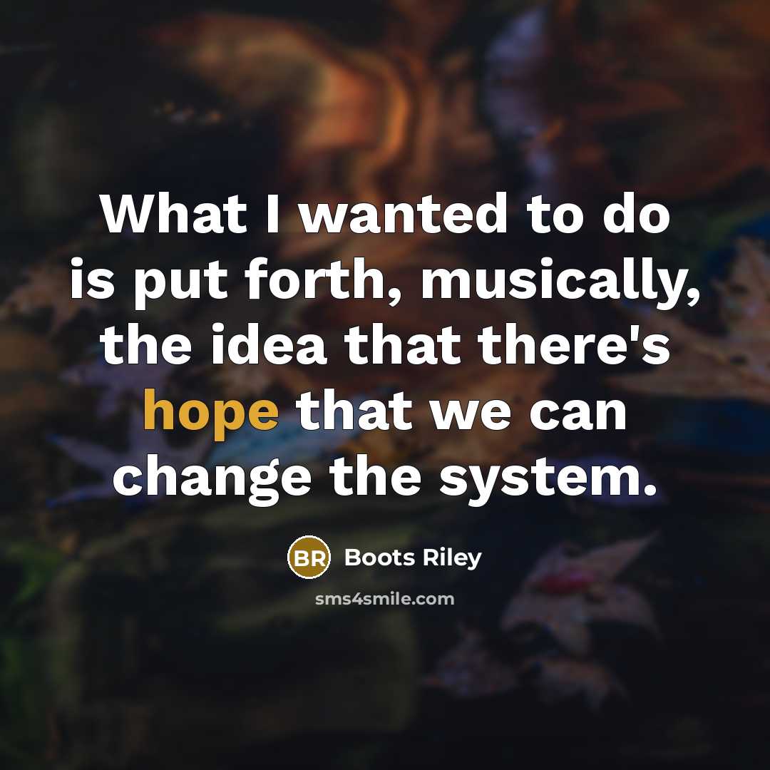 “What I wanted to do is put forth, musically, the idea that there's hope that we can change the system.” quote by Boots Riley