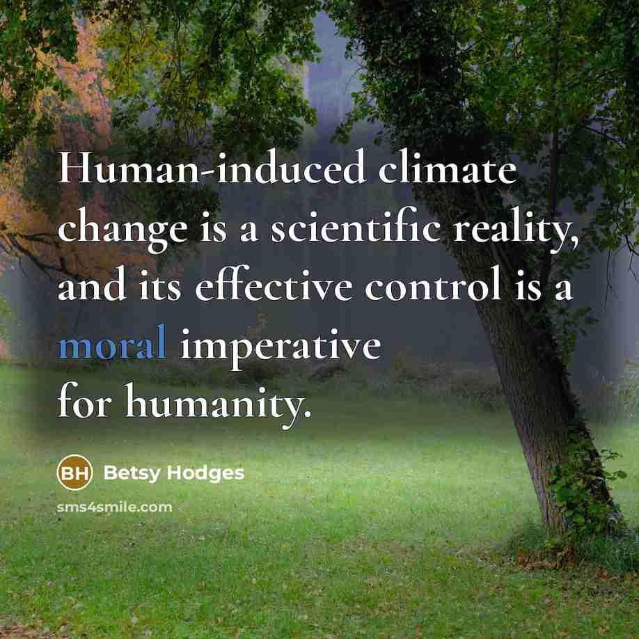 “Human-induced climate change is a scientific reality, and its effective control is a moral imperative for humanity.” quote by Betsy Hodges