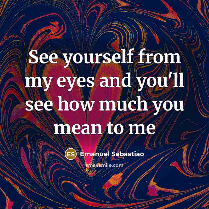 “See yourself from my eyes and you'll see how much you mean to me” quote by Emanuel Sebastiao