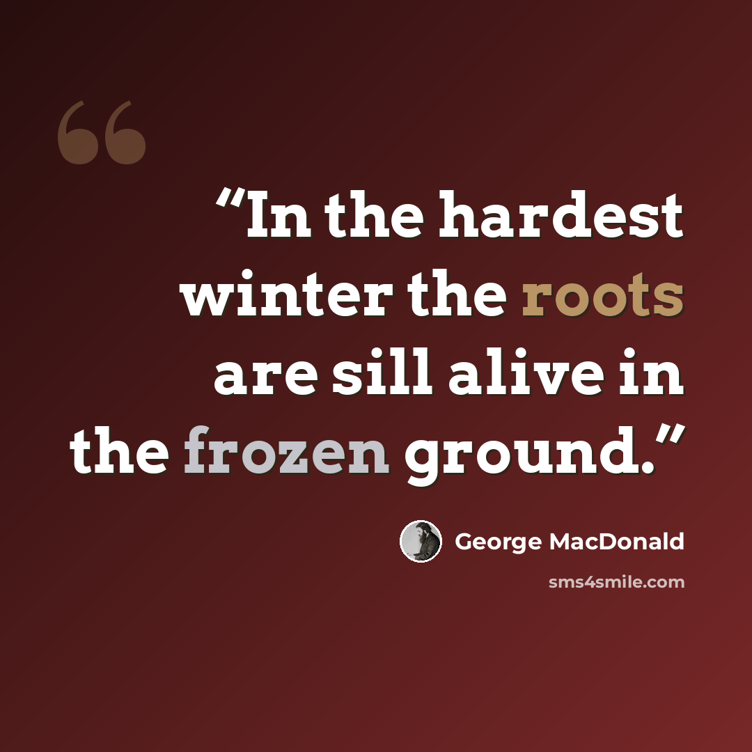 “In the hardest winter the roots are sill alive in the frozen ground.” quote by George MacDonald