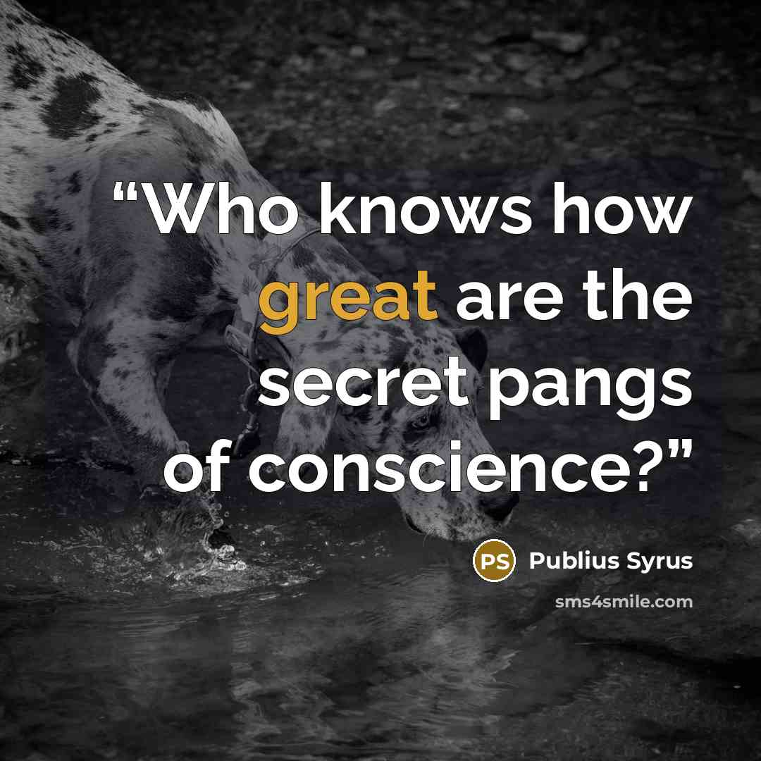 “Who knows how great are the secret pangs of conscience?” quote by Publius Syrus