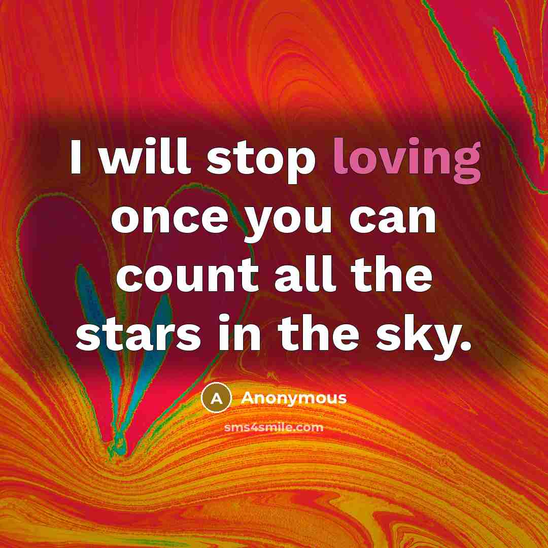 “I will stop loving once you can count all the stars in the sky.” quote by Anonymous