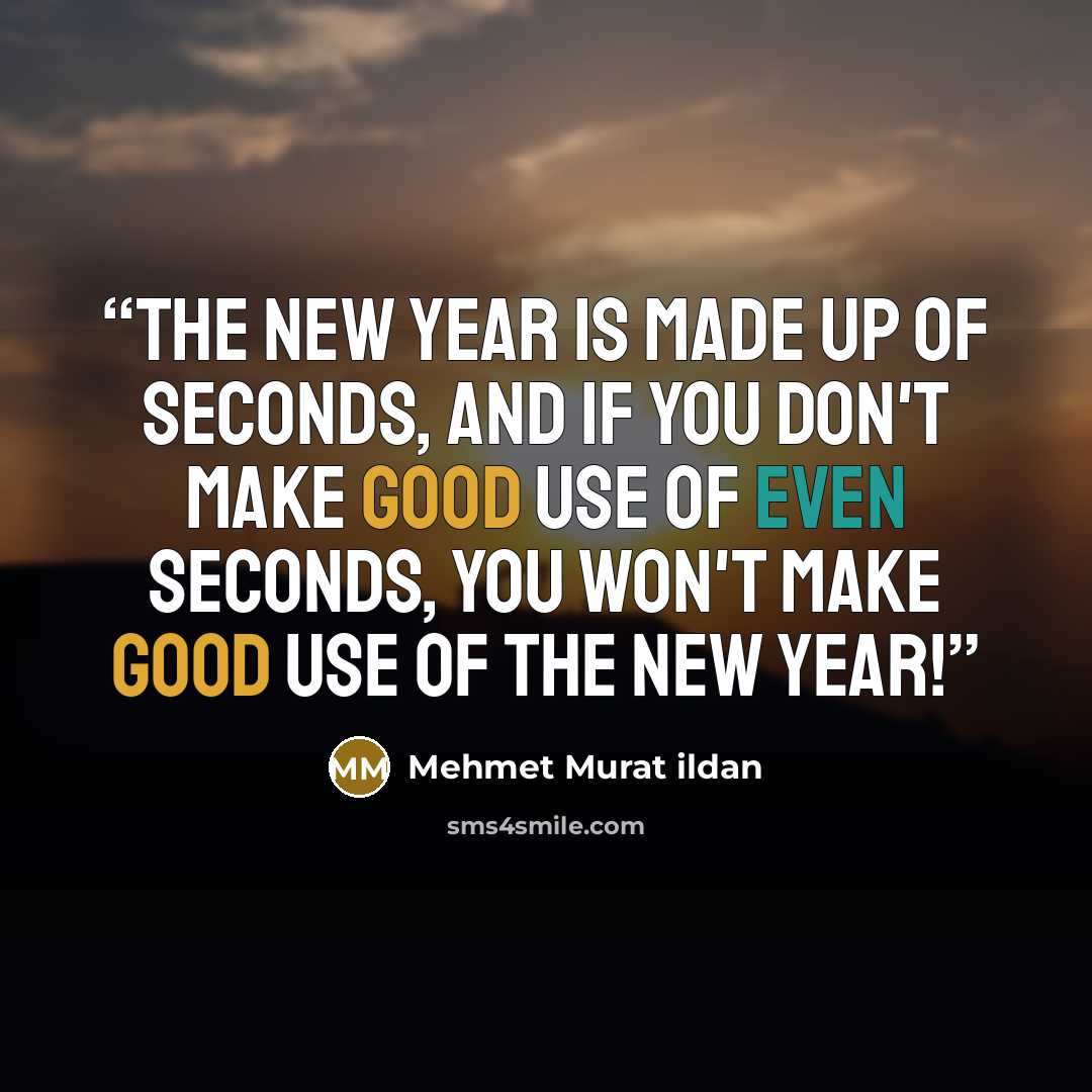 “The New Year is made up of seconds, and if you don't make good use of even seconds, you won't make good use of the New Year!” quote by Mehmet Murat ildan