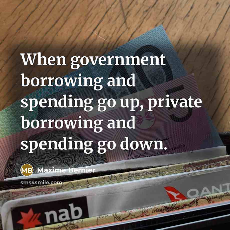 “When government borrowing and spending go up, private borrowing and spending go down.” quote by Maxime Bernier