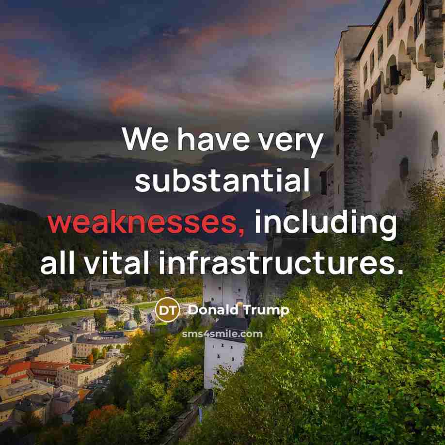 “We have very substantial weaknesses, including all vital infrastructures.” quote by Donald Trump