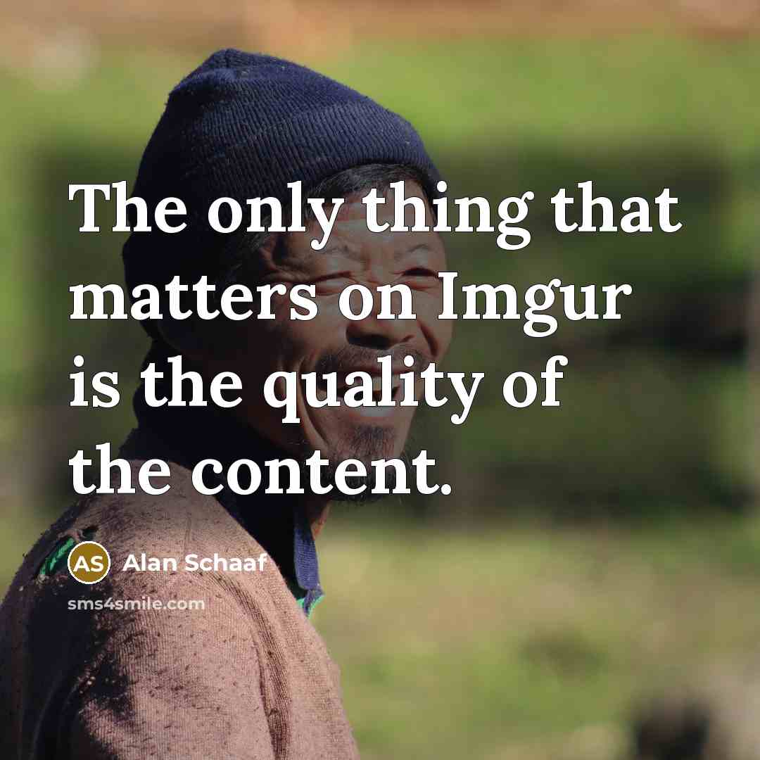 “The only thing that matters on Imgur is the quality of the content.” quote by Alan Schaaf