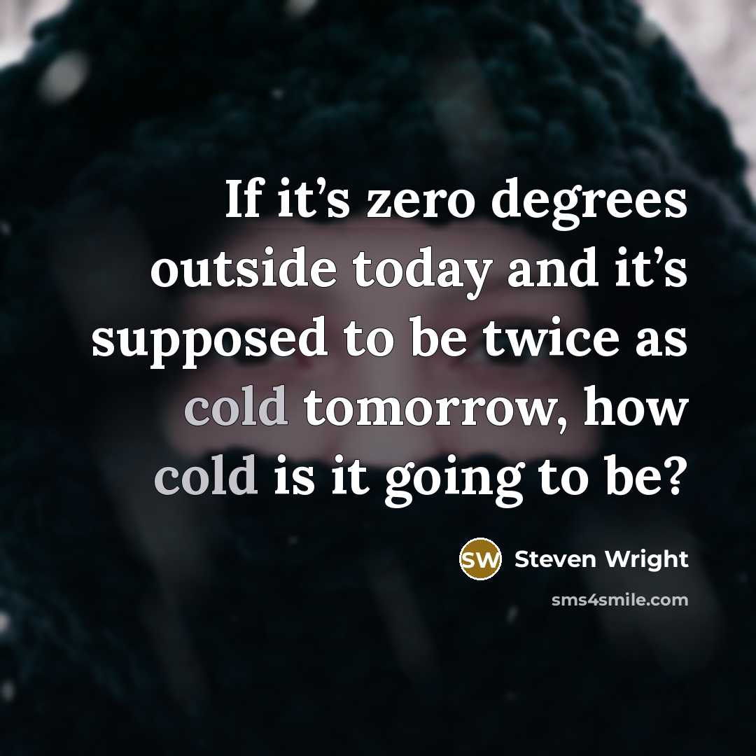 “If it’s zero degrees outside today and it’s supposed to be twice as cold tomorrow, how cold is it going to be?” quote by Steven Wright