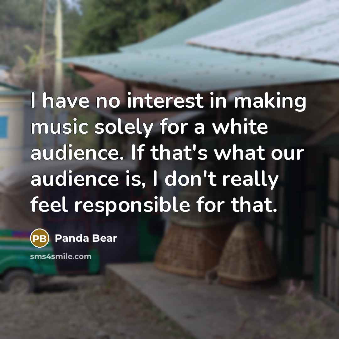 “I have no interest in making music solely for a white audience. If that's what our audience is, I don't really feel responsible for that.” quote by Panda Bear
