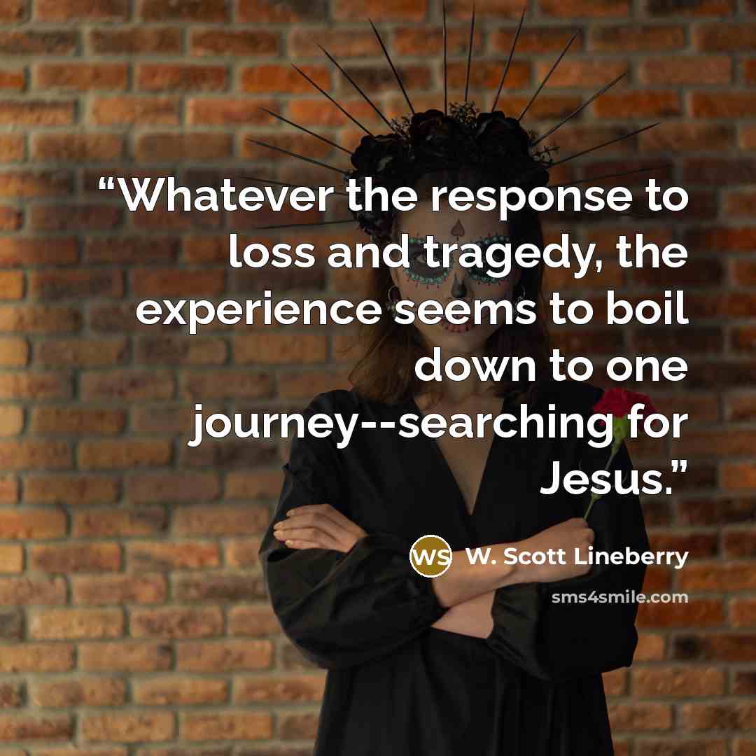 “Whatever the response to loss and tragedy, the experience seems to boil down to one journey--searching for Jesus.” quote by W. Scott Lineberry