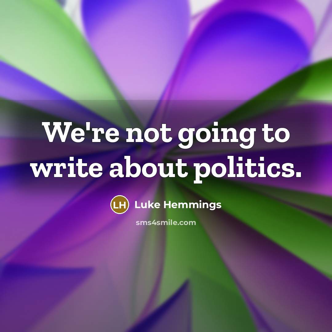“We're not going to write about politics.” quote by Luke Hemmings