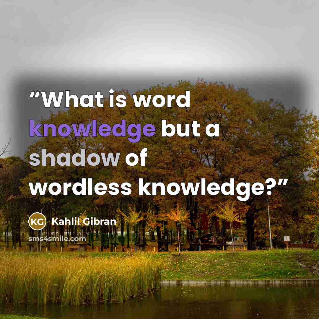 “What is word knowledge but a shadow of wordless knowledge?” quote by Kahlil Gibran