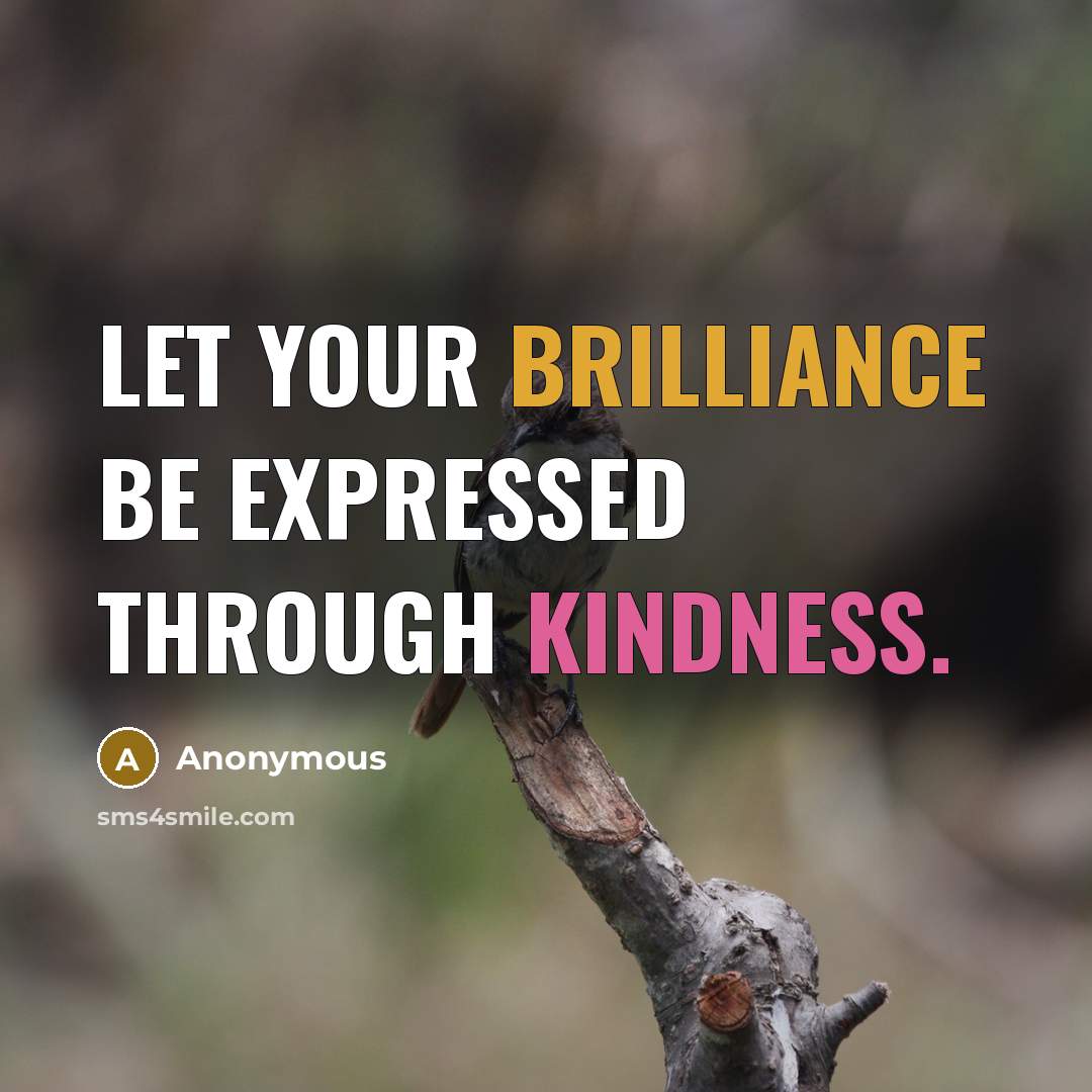“Let your brilliance be expressed through kindness.” quote by Anonymous