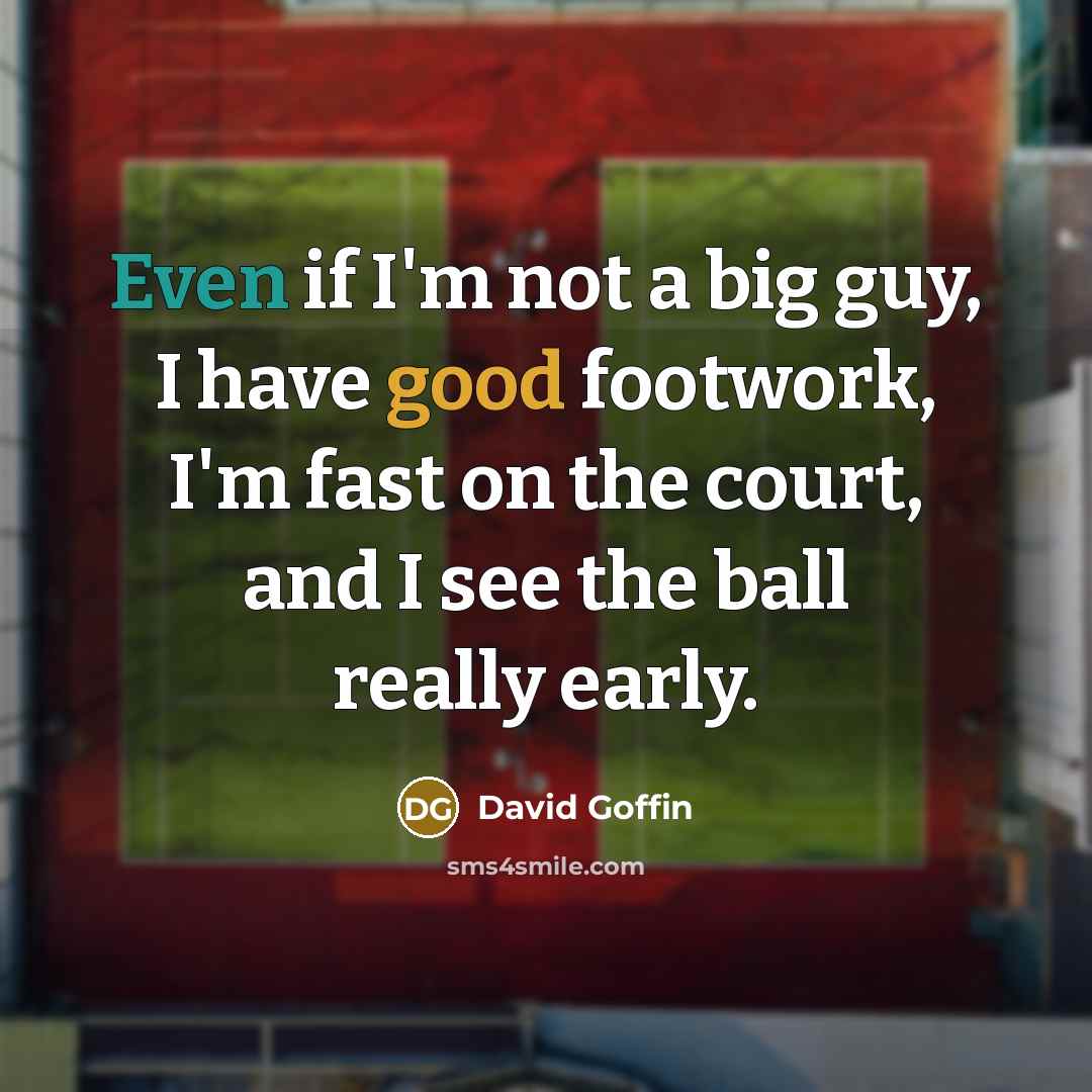 “Even if I'm not a big guy, I have good footwork, I'm fast on the court, and I see the ball really early.” quote by David Goffin