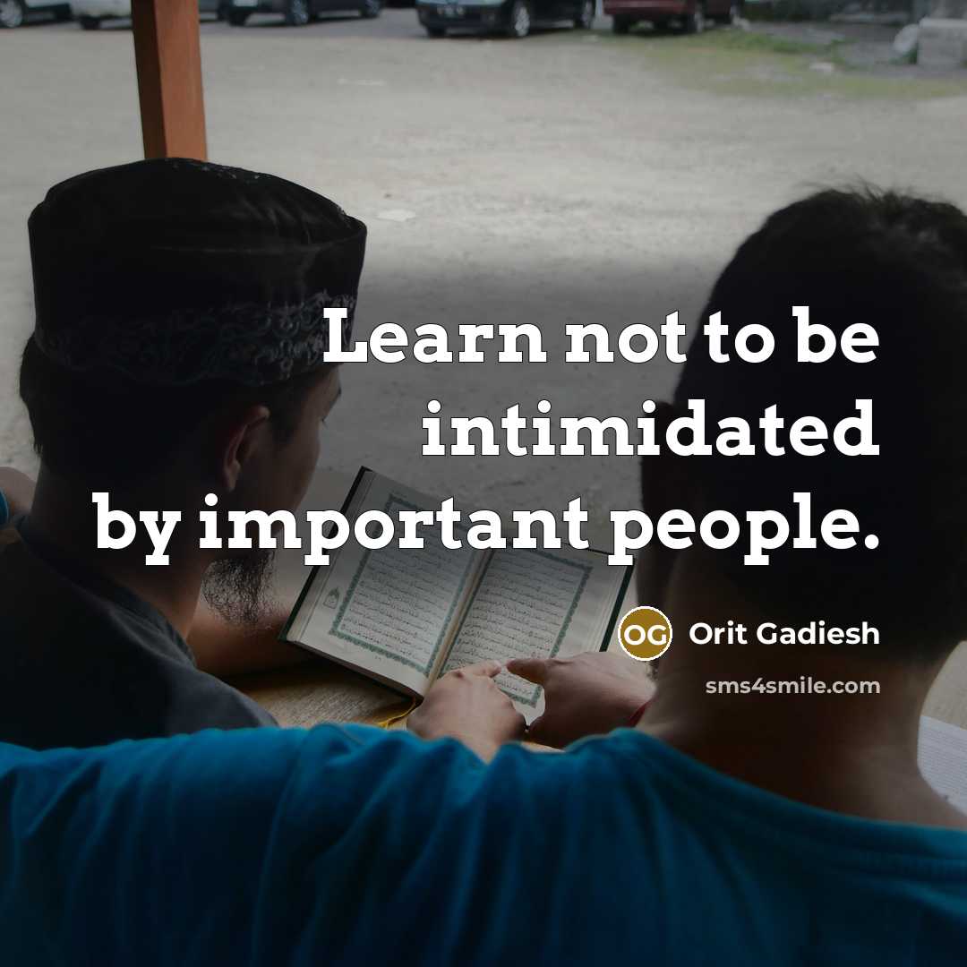 “Learn not to be intimidated by important people.” quote by Orit Gadiesh