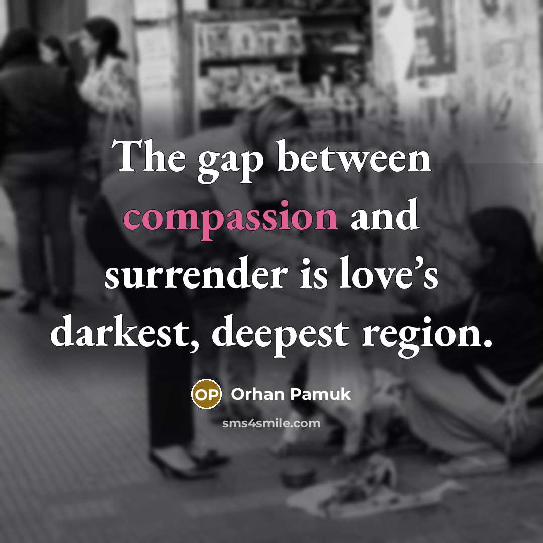 “The gap between compassion and surrender is love’s darkest, deepest region.” quote by Orhan Pamuk
