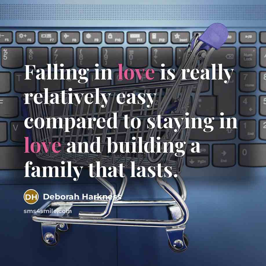 “Falling in love is really relatively easy compared to staying in love and building a family that lasts.” quote by Deborah Harkness
