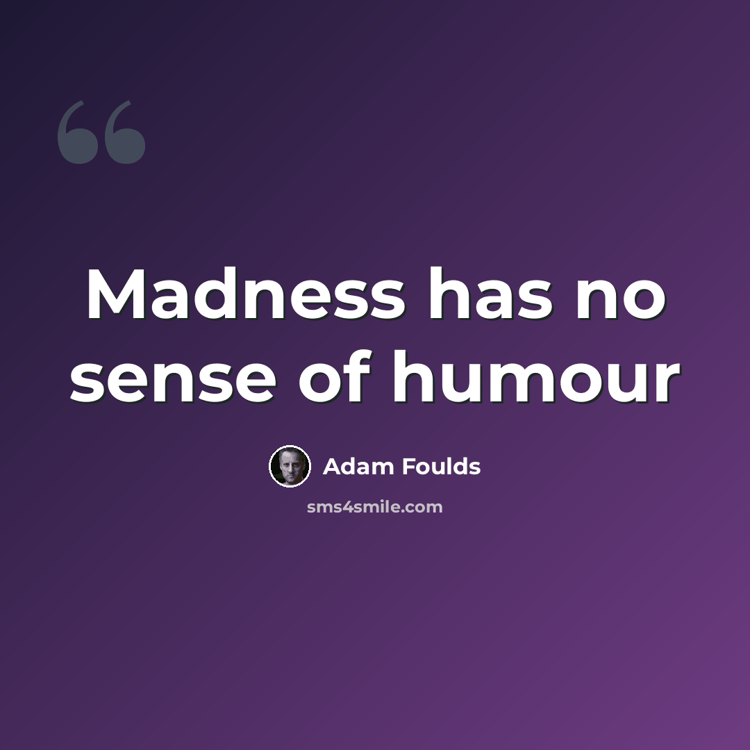 “Madness has no sense of humour” quote by Adam Foulds