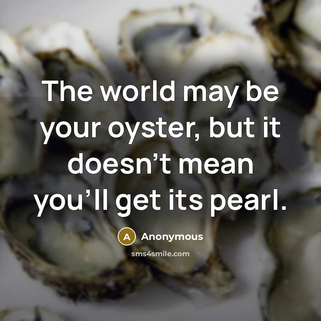 “The world may be your oyster, but it doesn't mean you'll get its pearl.” quote by Anonymous