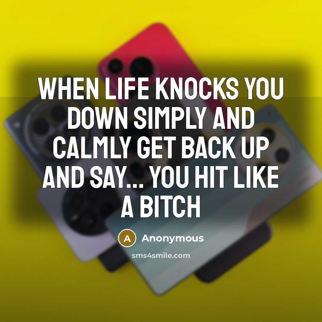 “When life knocks you down simply and calmly get back up and say… you hit like a bitch” quote by Anonymous