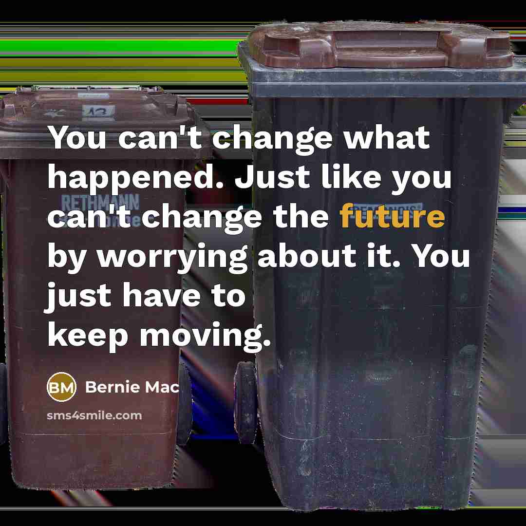 “You can't change what happened. Just like you can't change the future by worrying about it. You just have to keep moving.” quote by Bernie Mac