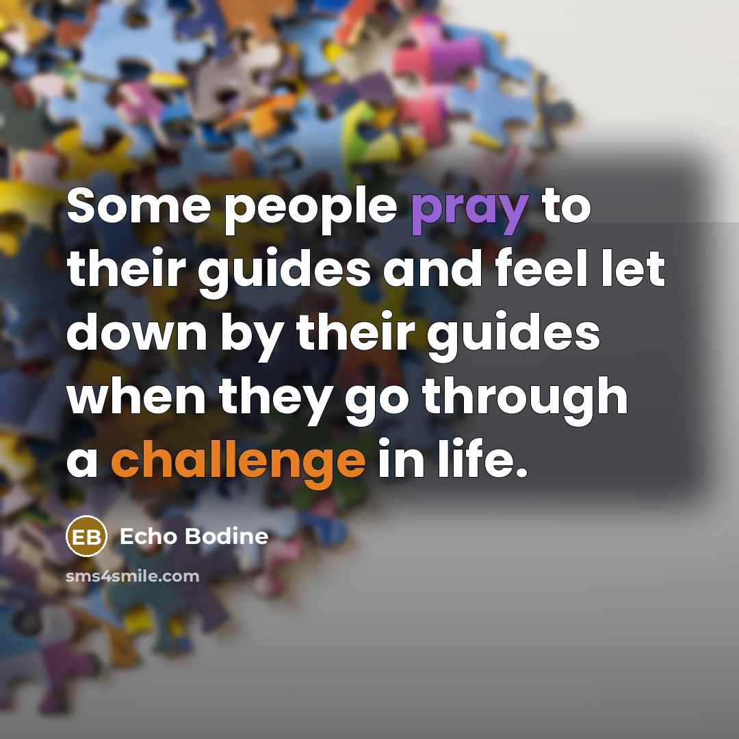 “Some people pray to their guides and feel let down by their guides when they go through a challenge in life.” quote by Echo Bodine