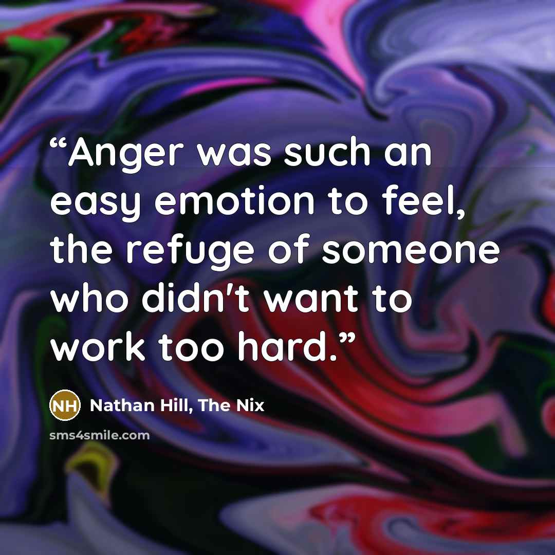 “Anger was such an easy emotion to feel, the refuge of someone who didn't want to work too hard.” quote by Nathan Hill, The Nix
