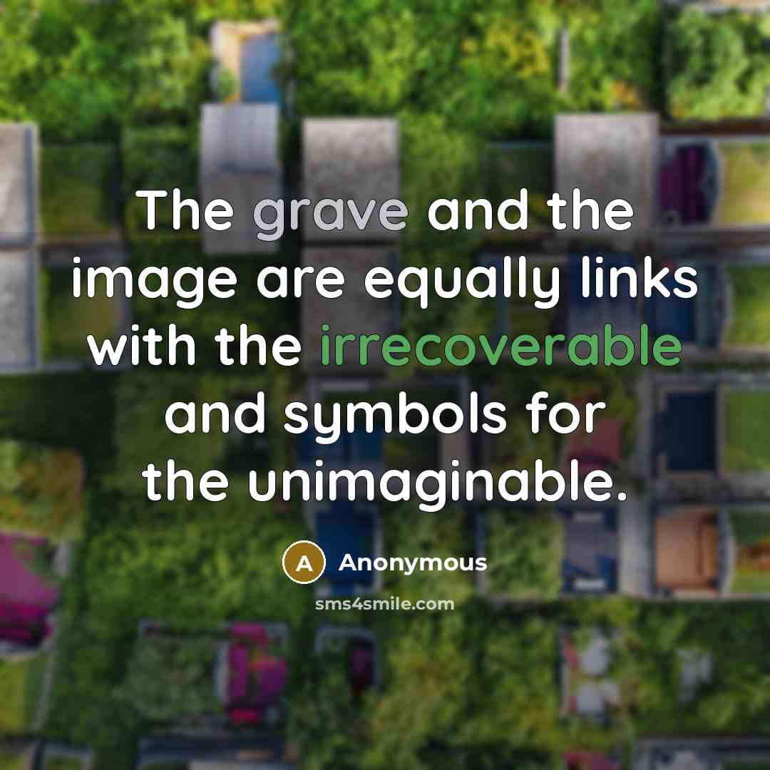 “The grave and the image are equally links with the irrecoverable and symbols for the unimaginable.” quote by Anonymous