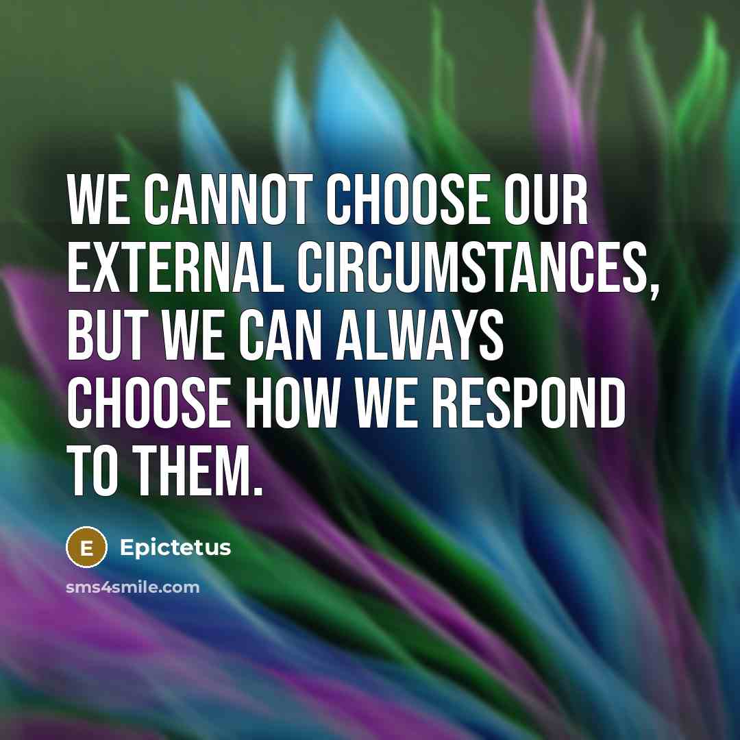 “We cannot choose our external circumstances, but we can always choose how we respond to them.” quote by Epictetus