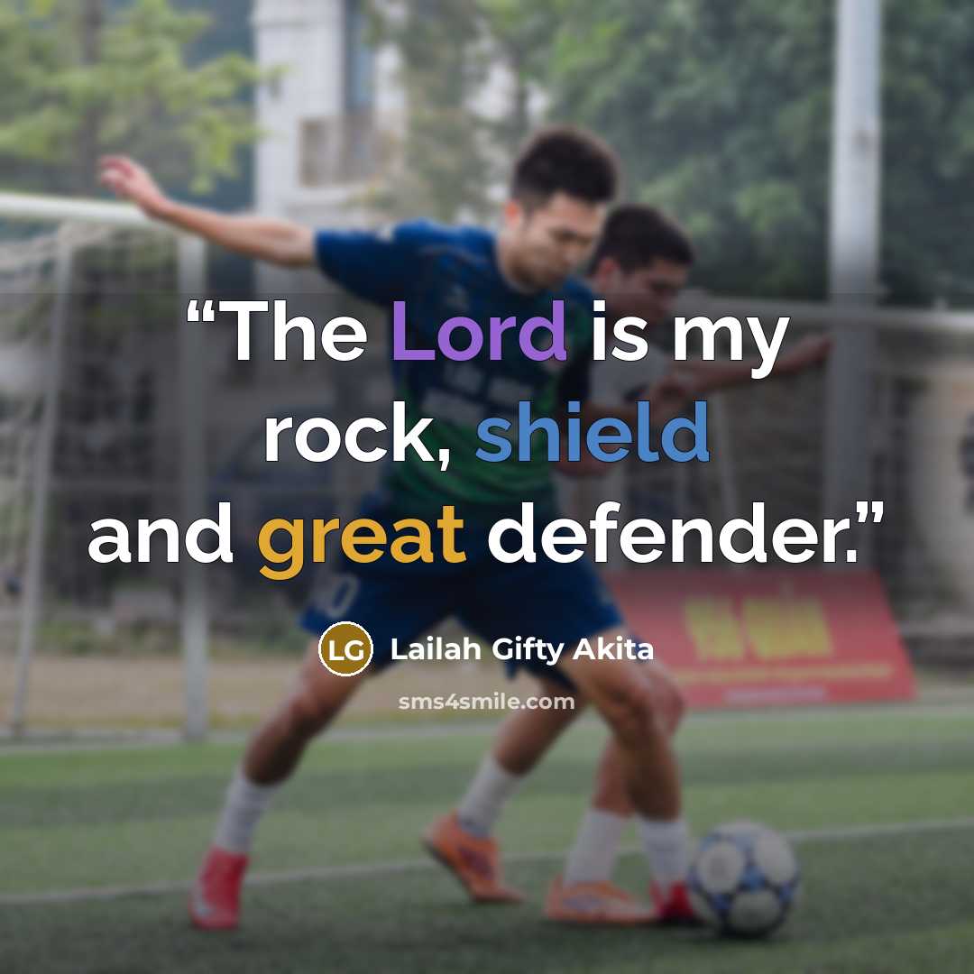 “The Lord is my rock, shield and great defender.” quote by Lailah Gifty Akita