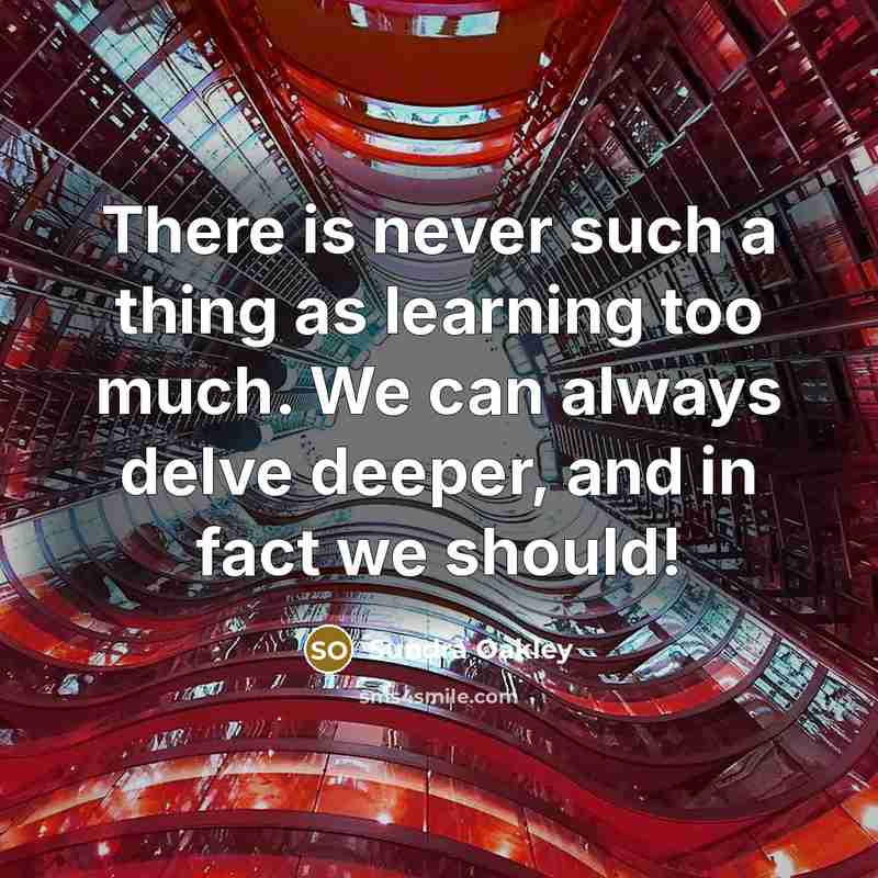 “There is never such a thing as learning too much. We can always delve deeper, and in fact we should!” quote by Sundra Oakley