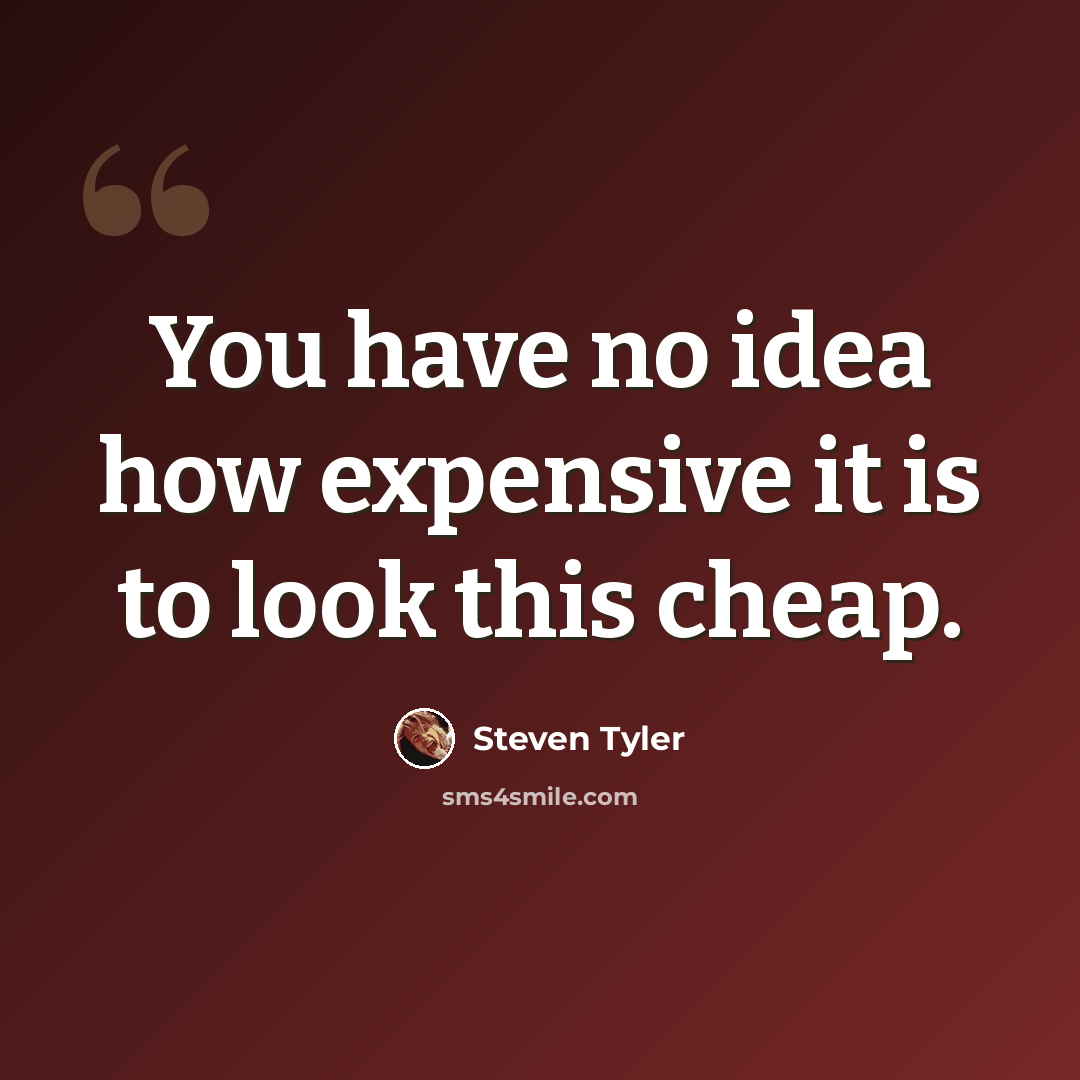 “You have no idea how expensive it is to look this cheap.” quote by Steven Tyler
