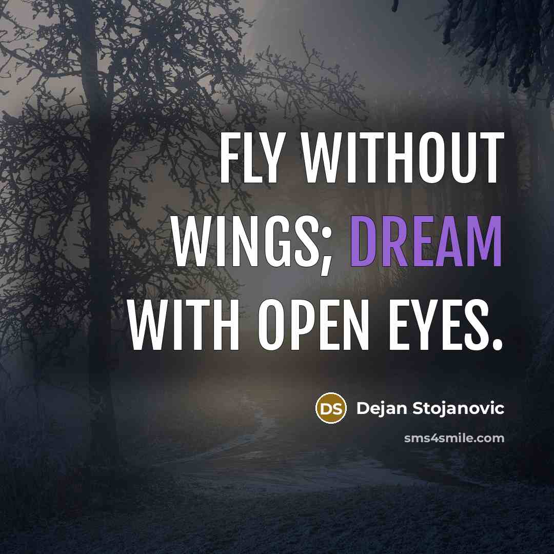“Fly without wings; dream with open eyes.” quote by Dejan Stojanovic
