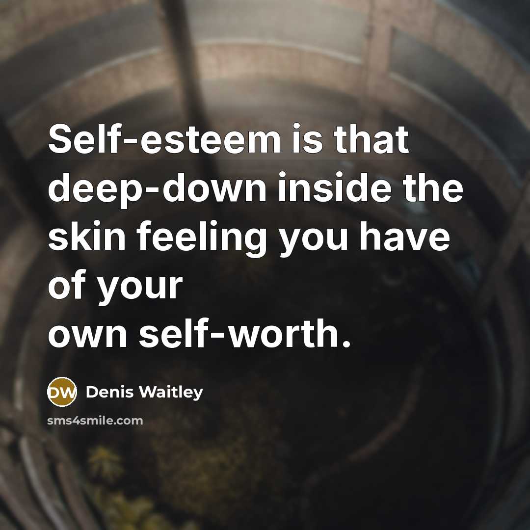 “Self-esteem is that deep-down inside the skin feeling you have of your own self-worth.” quote by Denis Waitley