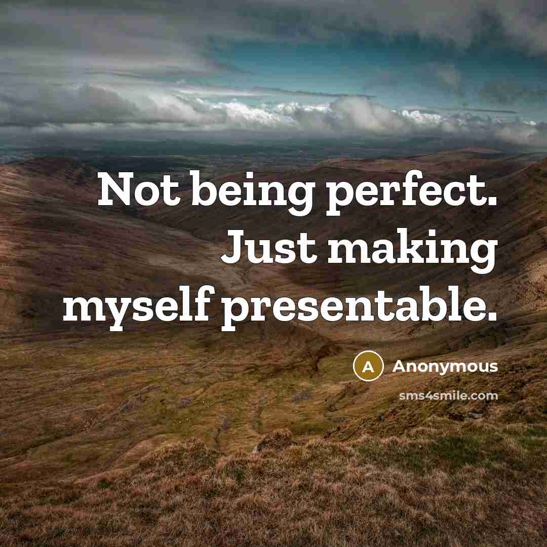 “Not being perfect. Just making myself presentable.” quote by Anonymous