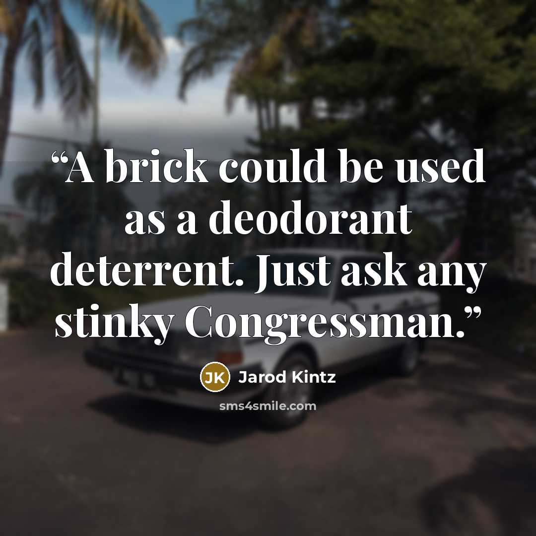 “A brick could be used as a deodorant deterrent. Just ask any stinky Congressman.” quote by Jarod Kintz