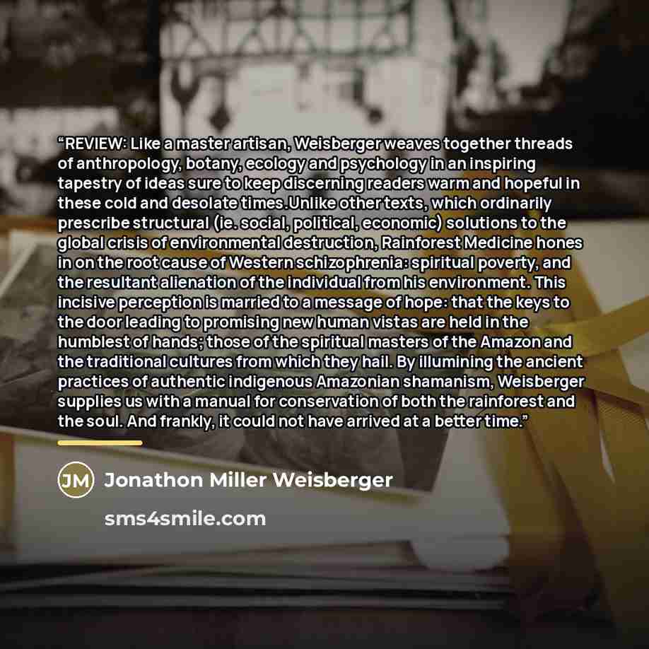 “REVIEW: Like a master artisan, Weisberger weaves together threads of anthropology, botany, ecology and psychology in an inspiring tapestry of ideas sure to keep discerning readers warm and hopeful in these cold and desolate times.Unlike other texts, which ordinarily prescribe structural (ie…” quote by Jonathon Miller Weisberger