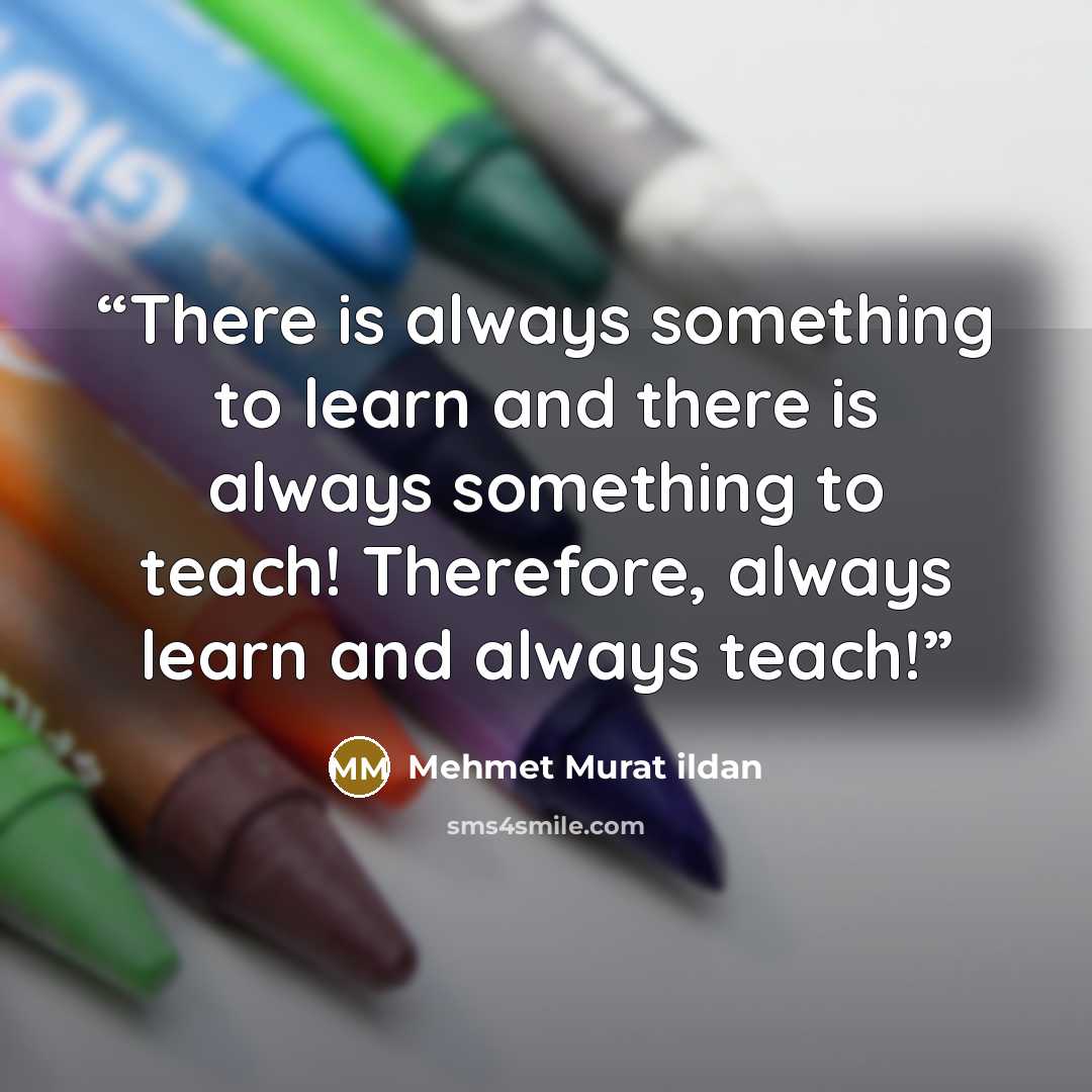 “There is always something to learn and there is always something to teach! Therefore, always learn and always teach!” quote by Mehmet Murat ildan