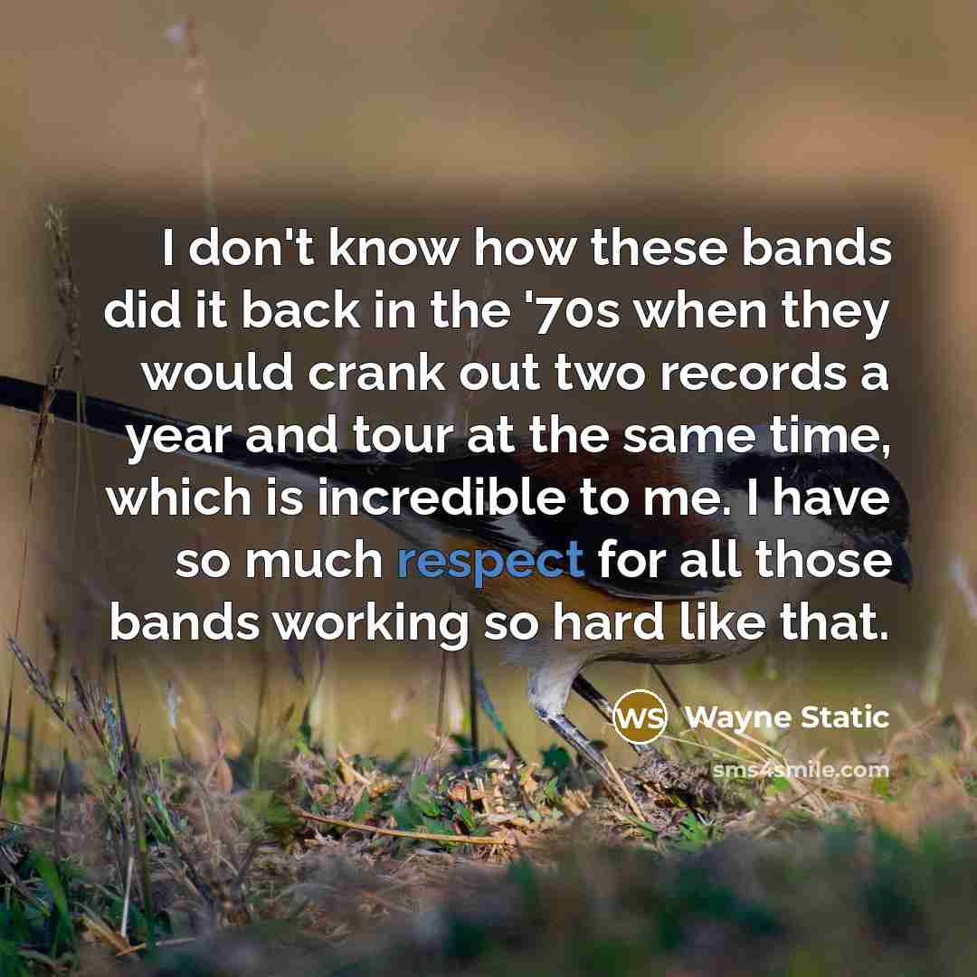 “I don't know how these bands did it back in the '70s when they would crank out two records a year and tour at the same time, which is incredible to me. I have so much respect for all those bands working so hard like that.” quote by Wayne Static