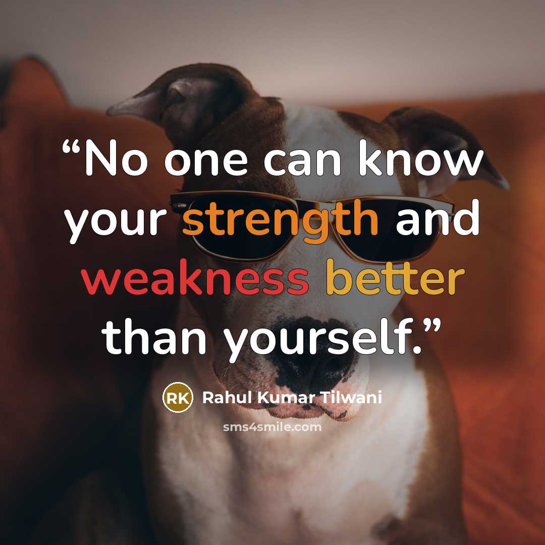 “No one can know your strength and weakness better than yourself.” quote by Rahul Kumar Tilwani