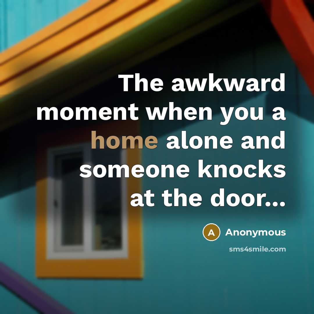 “The awkward moment when you a home alone and someone knocks at the door...” quote by Anonymous