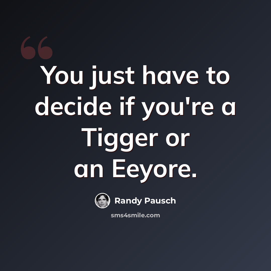 “You just have to decide if you're a Tigger or an Eeyore.” quote by Randy Pausch