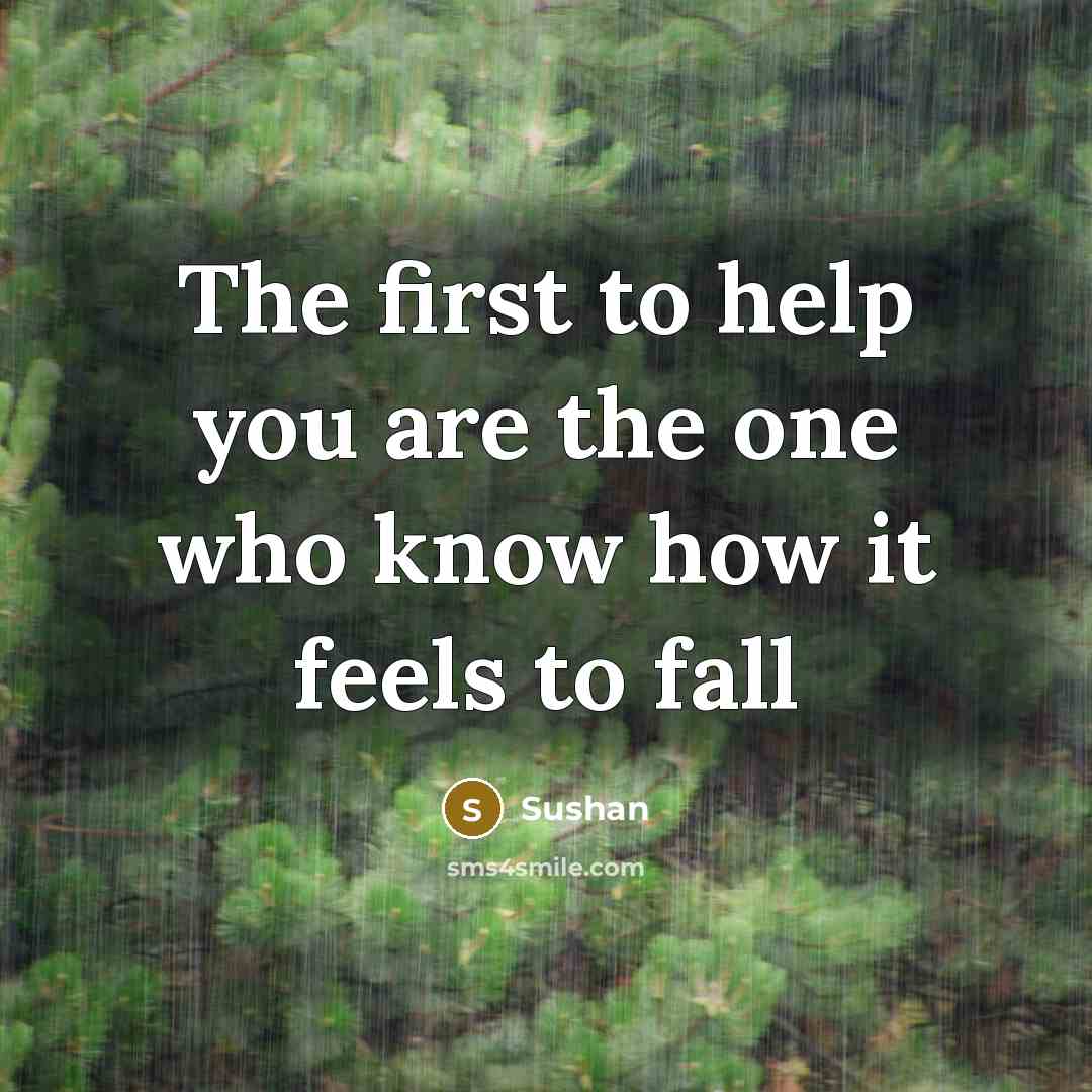 “The first to help you are the one who know how it feels to fall” quote by Sushan