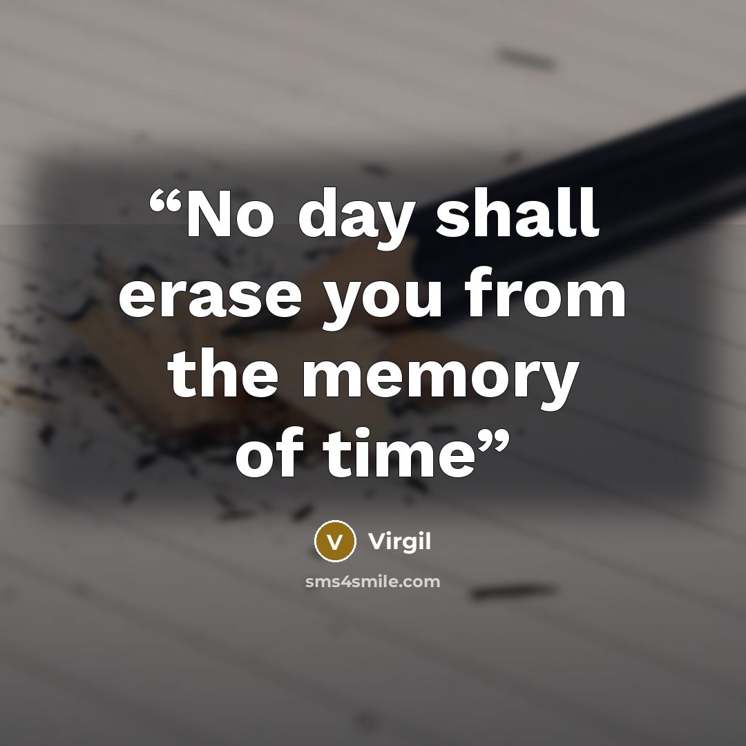 “No day shall erase you from the memory of time” quote by Virgil