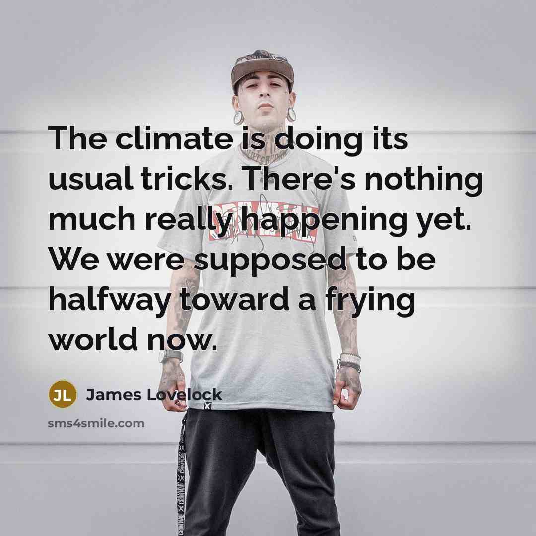 “The climate is doing its usual tricks. There's nothing much really happening yet. We were supposed to be halfway toward a frying world now.” quote by James Lovelock
