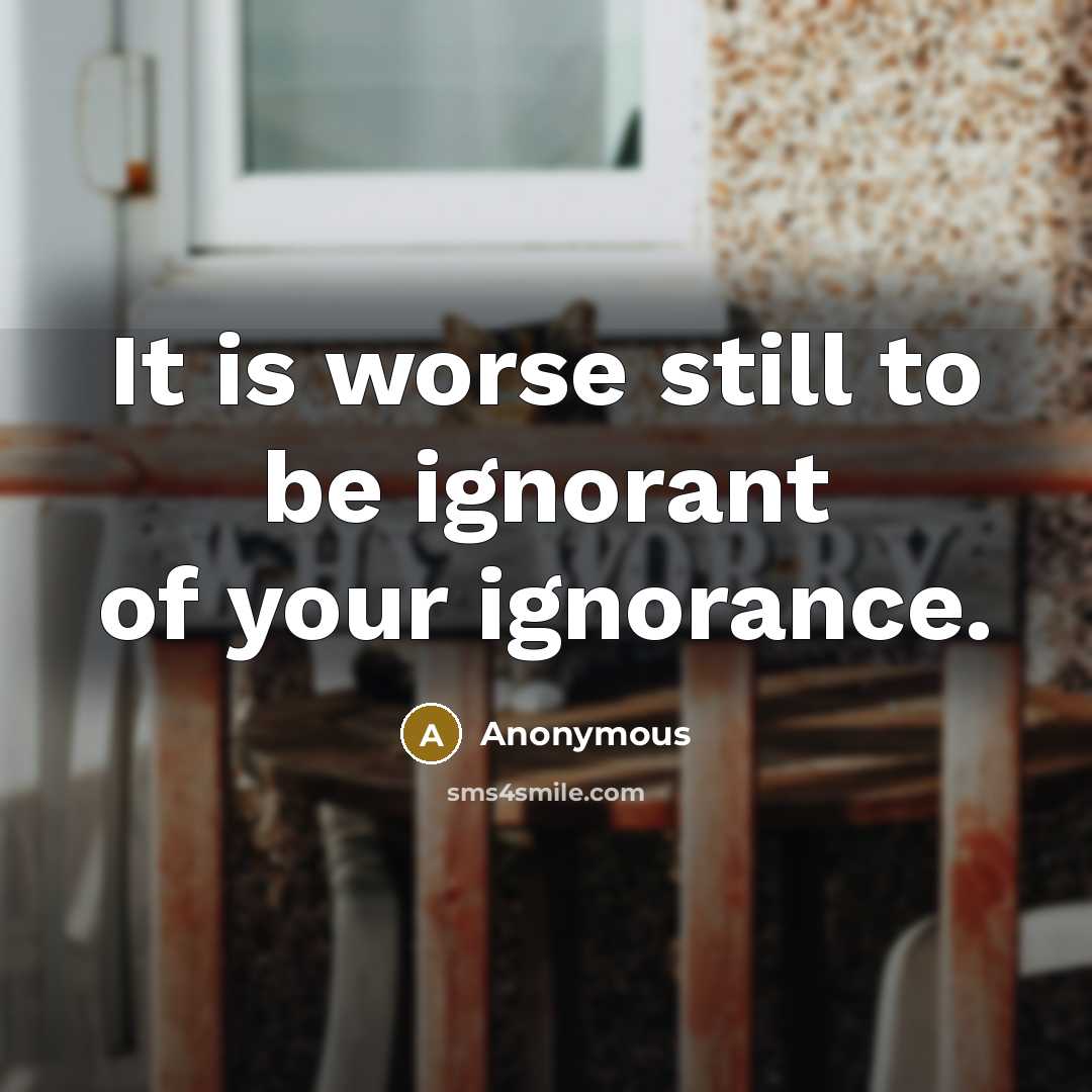 “It is worse still to be ignorant of your ignorance.” quote by Anonymous